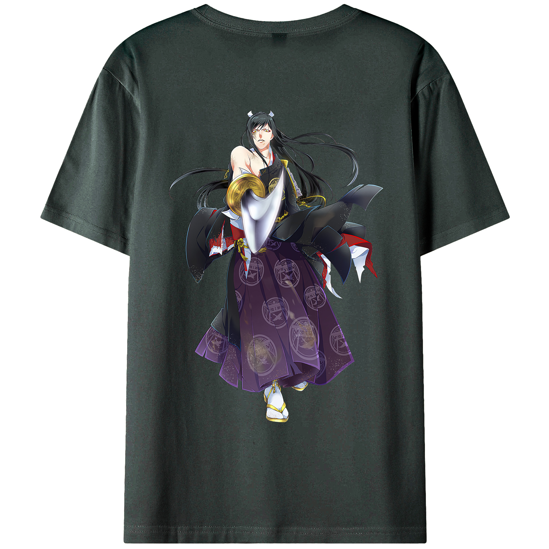 （画像用） 刀剣乱舞 Touken Ranbu 綿100％ メンズ半袖Tシャツ（バックプリント） 通気性